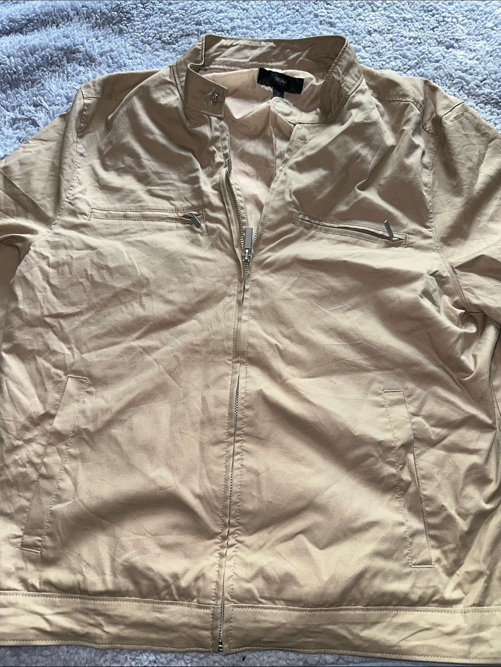 Men's Lightweight Beige Field Jacket with Stand Collar
